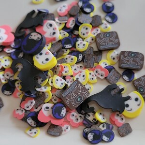 Witch and Black Cat Mixed Size Polymer Clay Slices For Snow Globe Tumblers, Filling For Slime,Fake Sprinkles Fimo Slices, Craft Supplies