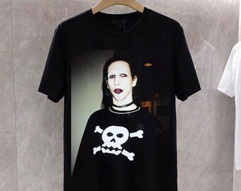 1998 Marilyn Manson Rock is dead 90s, Marilyn Manson t-shirt, Reconstructed Marilyn Manson Shirt, Rock is Dead Tour Black T-shirt