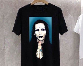 1998 Marilyn Manson Rock is dead 90s, Marilyn Manson t-shirt, Reconstructed Marilyn Manson Shirt, Rock is Dead Tour Black T-shirt