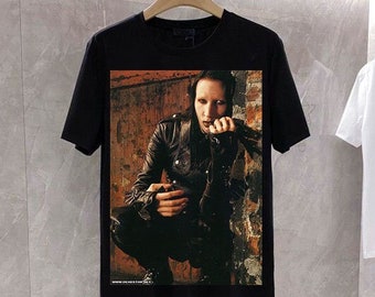 1998 Marilyn Manson Rock is dead 90s, Marilyn Manson t-shirt, Reconstructed Marilyn Manson Shirt, Rock is Dead Tour Black T-shirt