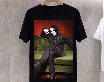 1998 Marilyn Manson Rock is dead 90s, Marilyn Manson t-shirt, Reconstructed Marilyn Manson Shirt, Rock is Dead Tour Black T-shirt