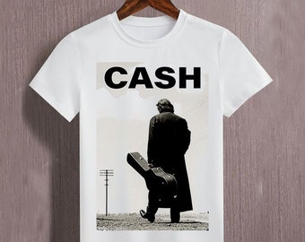 JOHNNY CASH T Shirt Tee Tshirt Shirt 1980s Rock Vintage Aesthetic Distressed T-shirt Band Tee Giving the Finger Simple Minimalist