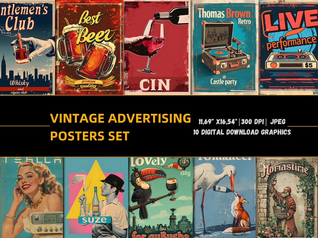 Vintage Advertising Posters, Retro USA Commercials, Digital Download ...