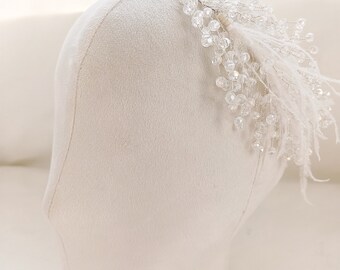 Bridal Hair Clip With Crystal Bead, White Bridal Hair Vine, Hair Clip For Bridal Hair, Bridal Hairstyle, Bridal White Hair Pin, Bridal Tiara