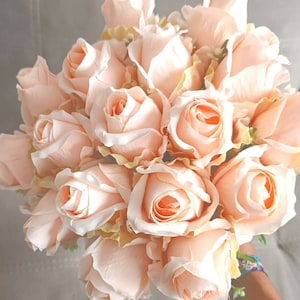 Coral Rose 8 Branch Artificial Flower Decor, Realistic Luxury Quality Artificial Light Rose Bunch, Floral Craft For Wedding, Orange Roses