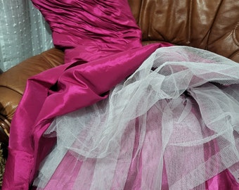 Vintage 80's prom gown in Fucshia