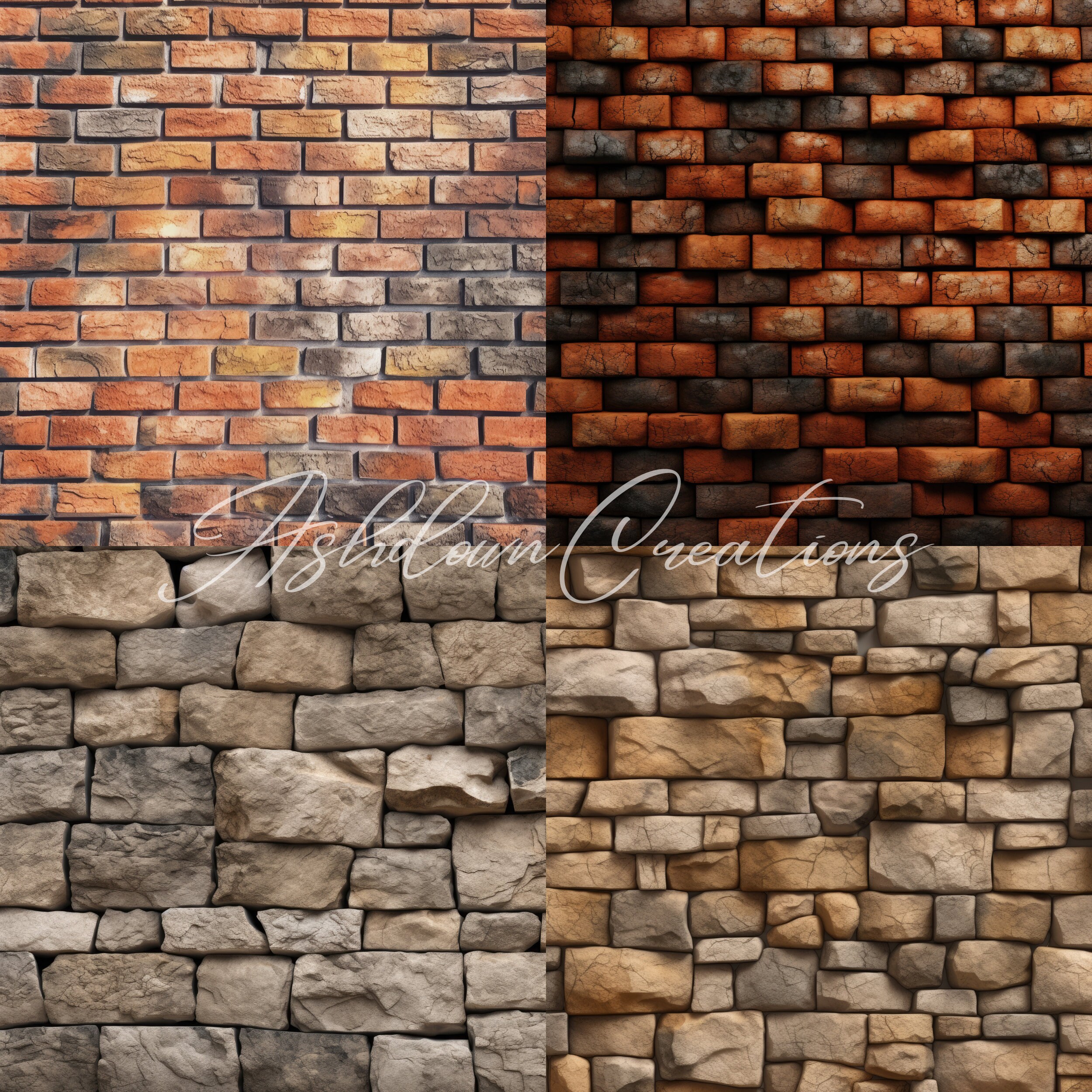 12 Brick Texture Digital Scrapbook Papers Digital Backdrops, Brick Wall ...