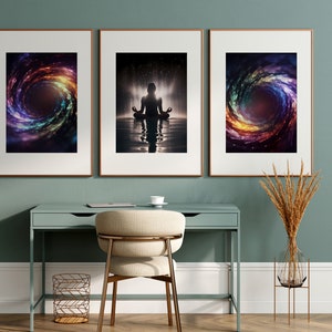 Positive Aura, posters, set of 3, Trendy Wall Art, Spiritual Glow, Print, Meditation, DIGITAL DOWNLOAD