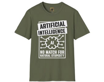 AI vs. Natural Stupidity Tee - Tech Humor Statement Shirt