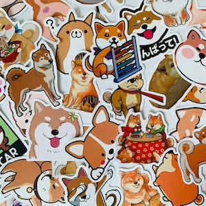 50 Akita Sticker Set,Shiba Inu Dog Stickers,Cute Dog Stickers,Water bottle,skateboard Laptop Car Decals,waterproof stickers,planner stickers
