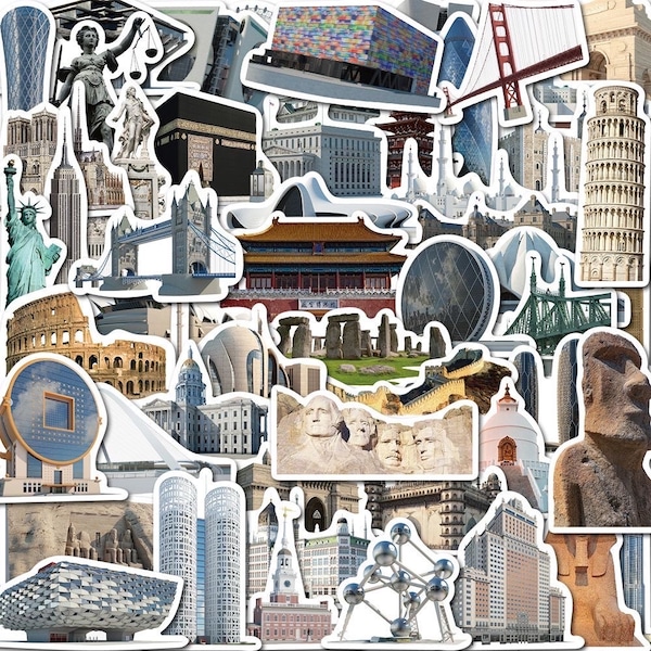 World famous building,world country stickers,vintage stickers, bottle,Laptop phone Journal Stationery Scrapbook,planner stickers,kids