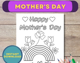 Dibujos para colorear del Día de la Madre para niños, tarjetas imprimibles del Día de la Madre, regalo para mamá, proyectos del Día de la Madre, actividad del Día de la Madre, manualidades para colorear