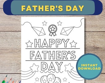 Father's Day Printable, Father's Day Gift, Card for Dad, Father's Day Coloring Page, Father's Day Activity,  Fathers Day DIY card, Dad gift