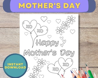 Mother's Day Coloring Pages for Kids - Printable Mother's Day Cards - Gift for Mom - Coloring Page - Mother's Day Projects