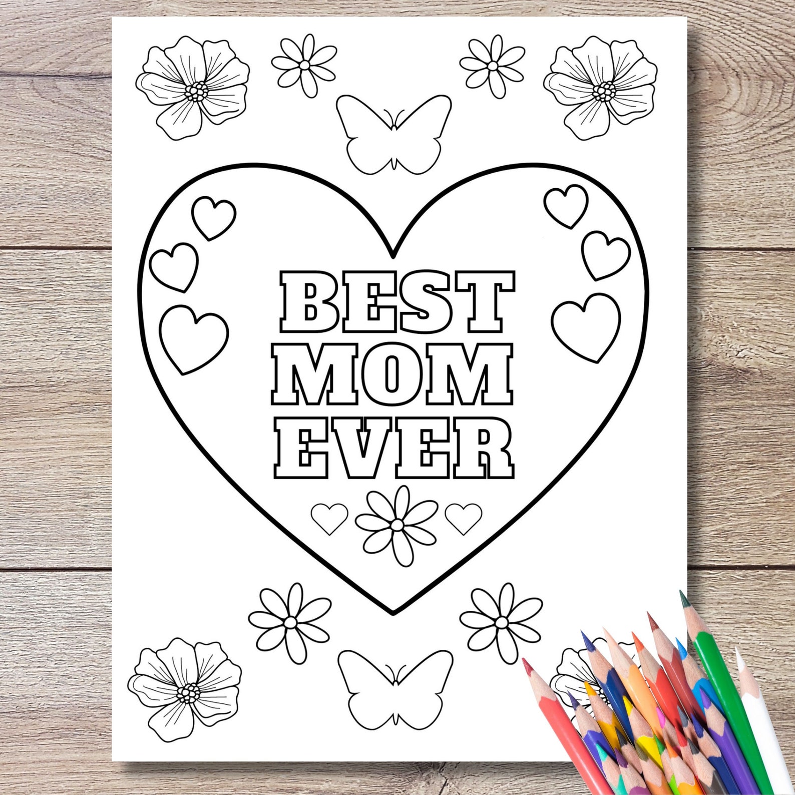 Mother's Day Coloring Pages Color Your Love for Mom: - Etsy