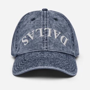 Casquette en sergé de coton vintage Dallas à l&#39;envers, chapeau brodé Dallas inversé sur le devant