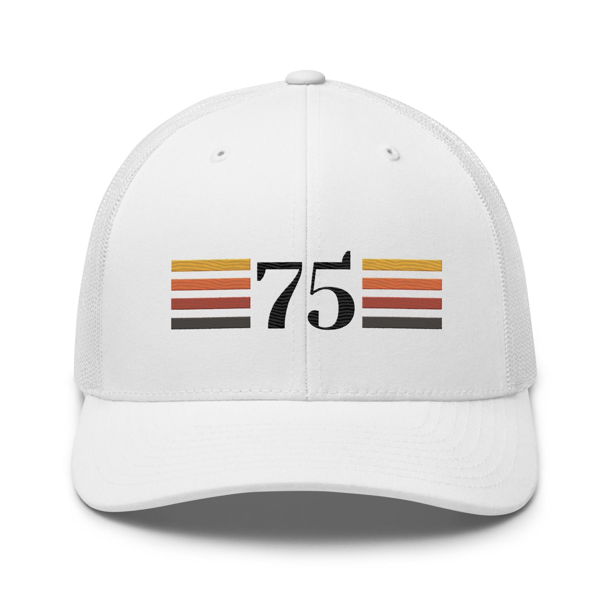 Regalo de cumpleaños número 75 a 50 para hombres y mujeres: gorra de camionero retro de 1975 para hombres y mujeres, bordado personalizado, gorra de cumpleaños para él o ella