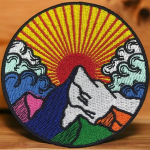 Sunrise Mountain Embroidered Iron-On Patch