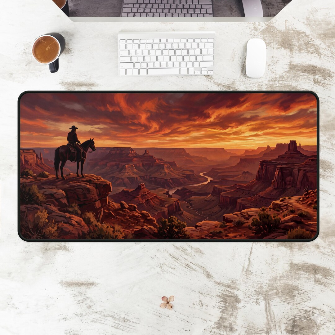 Golden Dusk Canyon Desk Mat | Western Landscape Mouse Pad | Cowboy ...