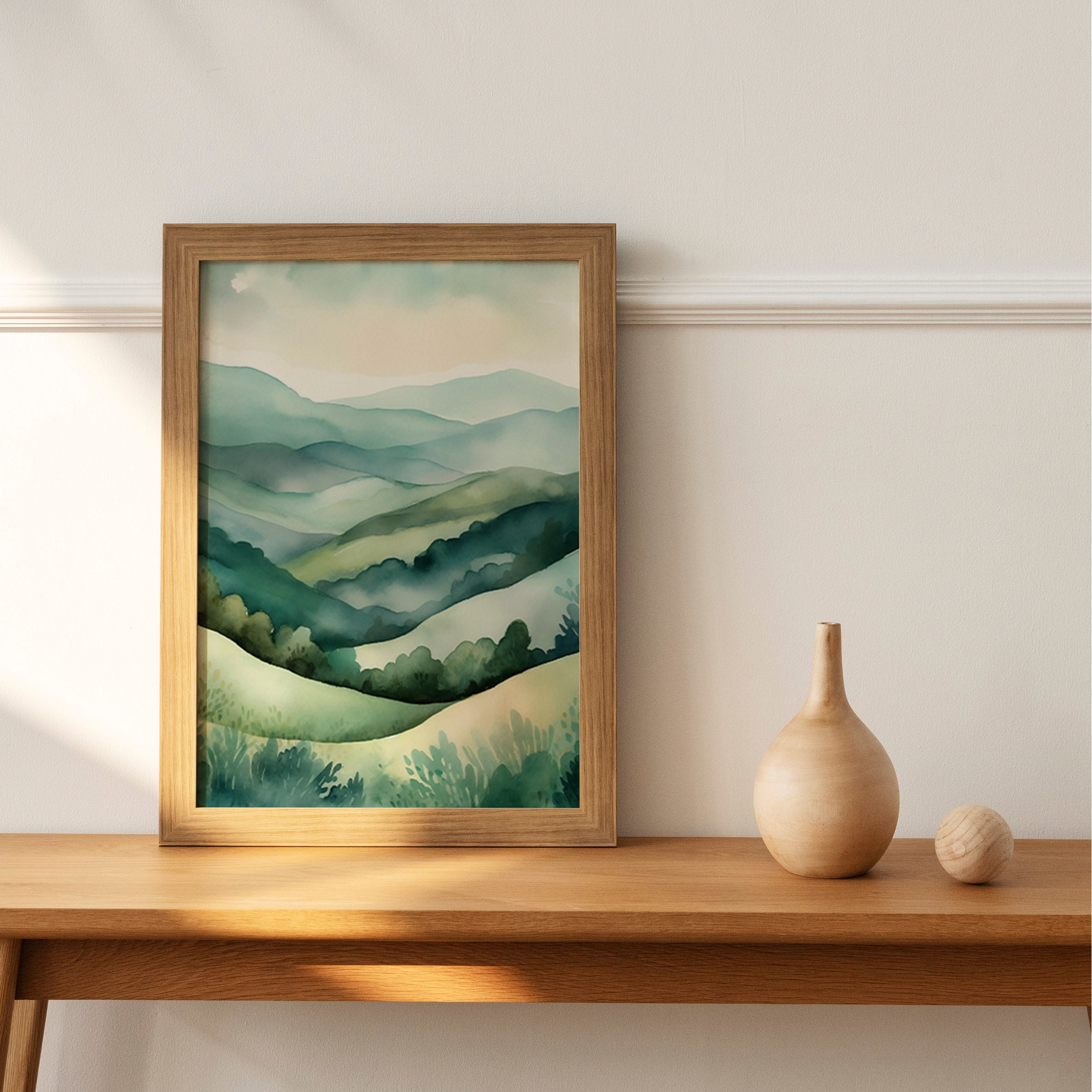Buy Sage Green Wall Art Navy Blue Wall Art Rolling Hills Water Online