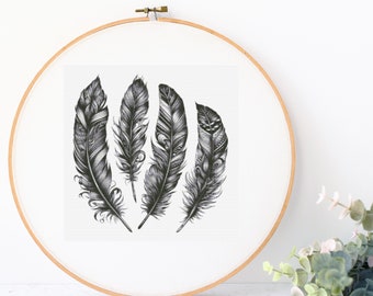 Cross stitch design “Cross Stitch Feathers”, PDF Pattern, Digital Download "Experienced Cross stitcher only  complicated pattern"