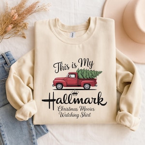 This Is My Hallmark Sweatshirt – Red Truck Crewneck, Unisex Cozy Pullover, Festive Movie Watching Design