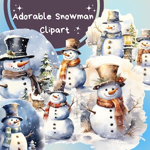 12 Kalte Schneemann Aquarell Weihnachten Clipart, Schneemann PNG, Winter Kartenherstellung, Junk Journal, Papier Handwerk, Scrapbook, Urlaub Digital Planner