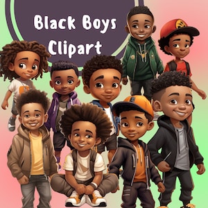 17 Black Boys Clipart, Black Boy PNG, Friends png, Boy Clip Art, Little Boy Clipart, Boy Illustrations, Afro PNG, Twins png, Black boys art
