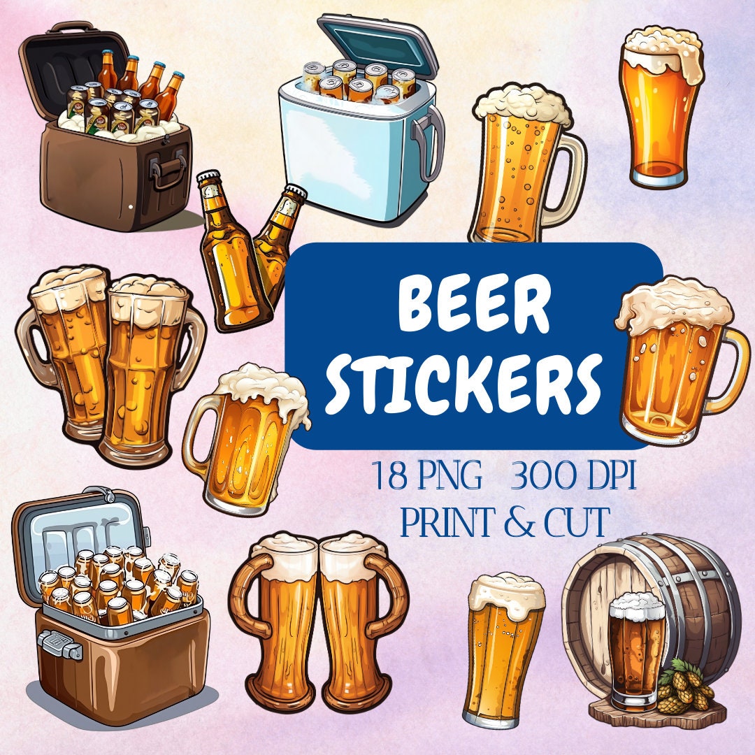 18 PNG Beer Sticker Downloads, Beer Glass png, Printable Stickers, Beer png Bundle, Design Stickers, Sticker Cricut, Beer Clip Art