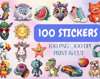Colorful bundle stickers, sticker downloads, printable stickers, adorable sticker png bundle, design stickers, sticker cricut, png stickers