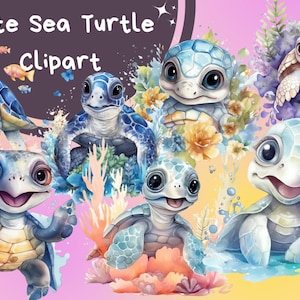 Cute Sea Turtle Clipart Sublimation Design Download, Turtle png, Sea Turtle PNG, Sublimate Designs Download, Sea Animals png,Crafting Bundle