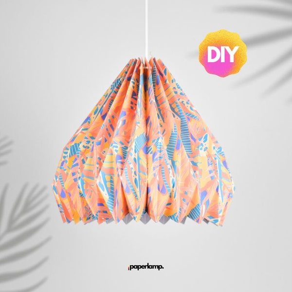 Abat-jour - Lampe en papier "Orange Jungle" (DIY) - comme suspension (kit de bricolage en papier)