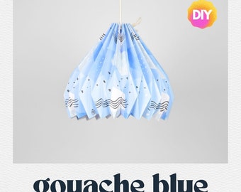 Lampenkap - Papieren lamp "Gouache Blue" (DIY) - als hanglamp (papierknutselset)