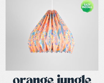 Lampenschirm - Paper Lamp "Oranger Dschungel" (Easy Installation) - als Hängeleuchte