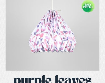 Lampenkap - Papieren lamp "Purple Leaves" (eenvoudige installatie) - als hanglamp