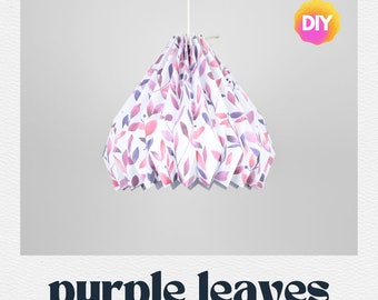 Lampenkap - Papieren lamp "Purple Leaves" (DIY) - als hanglamp (papierknutselset)