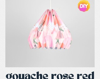 Lampenkap - Papieren lamp "Gouache Rood" (DIY) - als hanglamp (papierknutselset)