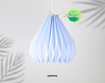 Lampenschirm - Paper Lamp "Azur Blau" (Easy Installation) - als Hängeleuchte