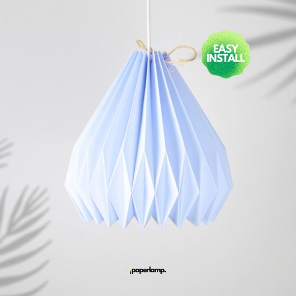 Lampenschirm - Paper Lamp "Azur Blau" (Easy Installation) - als Hängeleuchte