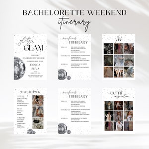 Glitz und Glam Bachelorette Reiseplan | Digitale Bachelorette Vorlage | Canva Vorlage