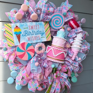 Happy Birthday Wreath for Front Door, Whimsical Wreath for Front Door, Birthday Wreath, Fiesta Wreath, Party Wreath, Party Decor