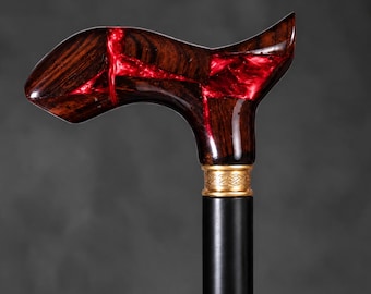 Handmade Wooden Walking Cane, Epoxy Resin Handle, Luxury Designer Walking Stick Gift Canes