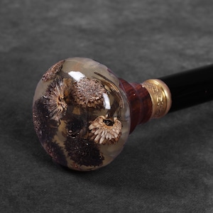 Handmade Walking Cane with Flower-Shaped Round Handle, Luxury Wooden Cane for Men & Women