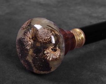 Round walking stick with flower shade, luxury walking cane for man and women seiners
