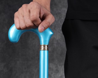 Handcrafted Lyptus Wood Walking Cane: Brass Accents, Custom Color