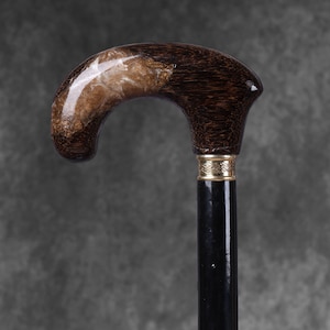 Handmade Rosewood Walking Stick: Epoxy Resin, Brass Accents
