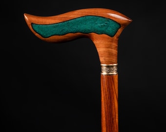 Handcrafted Walking Cane Rosewood with Epoxy Resin Brass Accents Elegant and Durable walking Stick