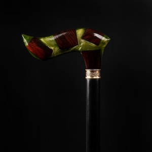 Handcrafted Rosewood Walking Cane: Brass Accents, Epoxy Finish