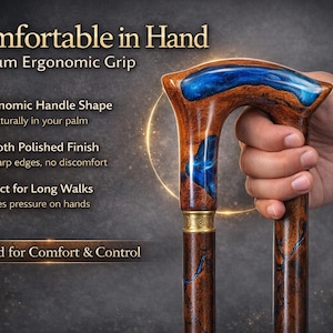 Blue Resin Fractal Walking Stick: Handcrafted Indian Rosewood Cane (39 inch) image 2