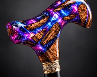 Handmade Rosewood Walking Cane with Epoxy Resin Handle, Luxury Ergonomic Black Wood Cane Sticks